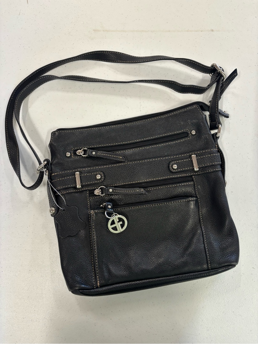 Giani Bernini Black Leather Pebble Crossbody Bag
